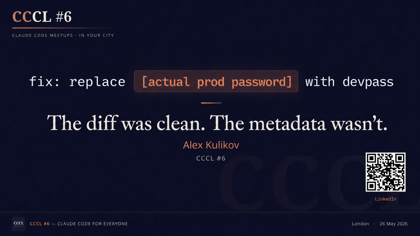 fix: replace prod password with devpass — slide